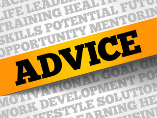 Advice word cloud, business concept