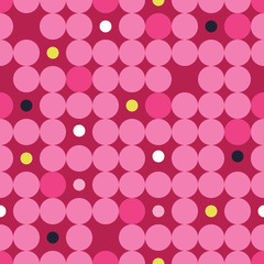 Seamless vector decorative background with circles, buttons and polka dots