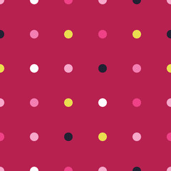Seamless vector decorative background with circles, buttons and polka dots