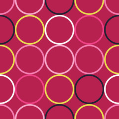 Seamless vector decorative background with circles, buttons and polka dots
