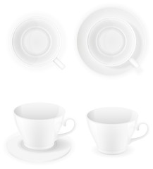 porcelain cup top view and a side vector illustration isolated o