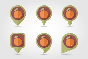 Orange mapping pins icons