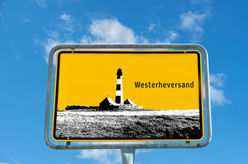 Ortstafel Westerheversand Schild
