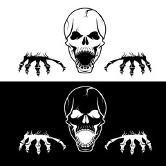 angry skull with hands
