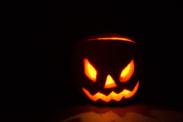 Scarry Halloween pumpkin.Horizontal.