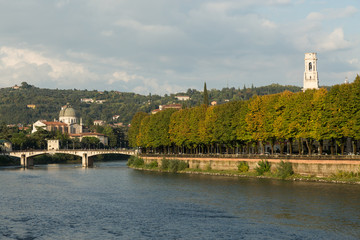 Obraz premium the river Adige flowing through Verona, Italy