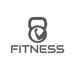 fitness emblem with muscle and kettlebell