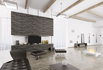 Interior of modern living room 3d