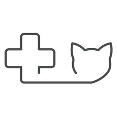 Icono plano cruz sanidad con cabeza gato gris #1