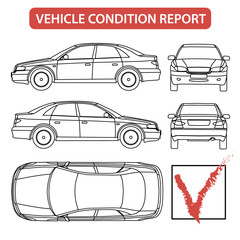 Vehicle condition report (car checklist, auto damage inspection) illustration - 94133531