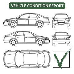 Vehicle condition report (car checklist, auto damage inspection) vector - 94133536