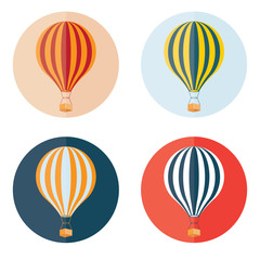 air balloons flat design icons set