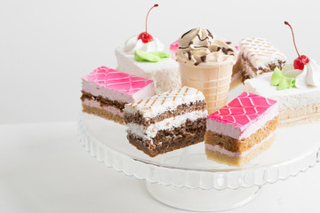 cakes on white table