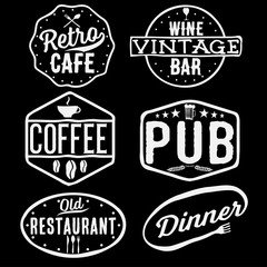 set of vintage cafe ,pub,wine bar and restaurant emblems