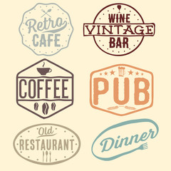 set of vintage cafe ,pub,wine bar and restaurant emblems