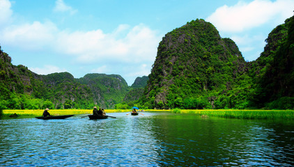 Tourist boat most popular place in Vietnam.