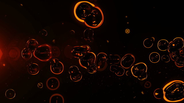 4k Dark Orange Bubble Abstract Animation Background Seamless Loop.