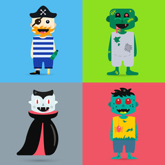 Monster cartoon characters isolated silhouette