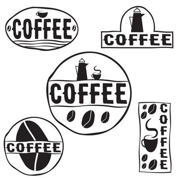 Set of vintage retro coffee labels