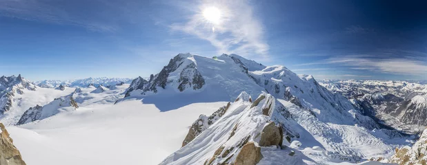 Printed kitchen splashbacks Mont Blanc Mont Blanc and Chamonix, view from Aiguille du Midi