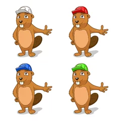 Muurstickers Aap Bever bouwer vectorillustratie