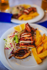 Greek cuisine - grilled squid, a dish