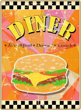 retro hamburger or diner sign, vector eps