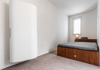 Fototapeta premium Bedroom interior with modern closet