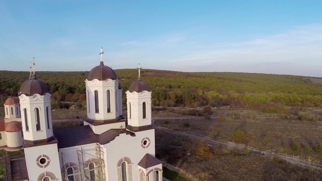 Aerial view of Codru monastery in Dobrogea, Romania
