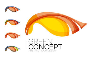 Set of abstract eco plant icons, business logotype nature green