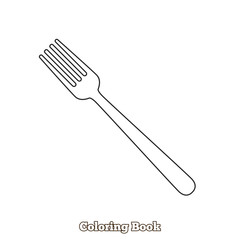 fork cartoon coloring book  vector illustration