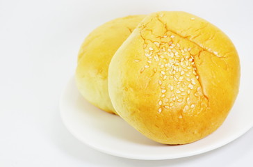 vegetarian bread topping white sesame on dish