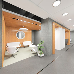 office lobby with a reception desk