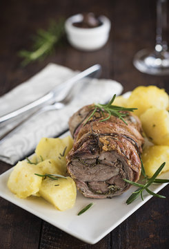 Lamb roll with potatoes and rosemary