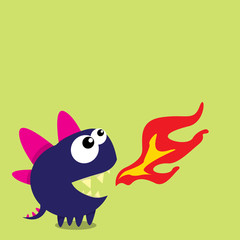 Vector cartoon funny dragon. Cartoon Dinosaur.