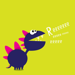 Vector cartoon funny dragon. Cartoon Dinosaur.