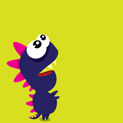 Vector cartoon funny dragon. Cartoon Dinosaur.