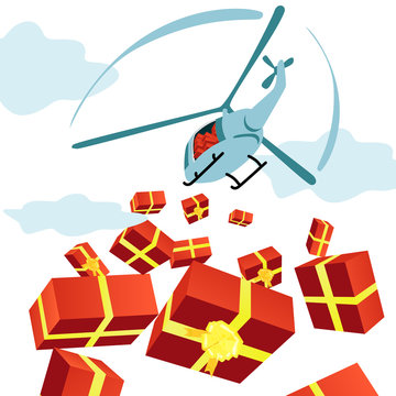  presents falling out of hellicopter, funny surprise concept