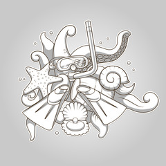 Diving abstraction colorless vector illustration