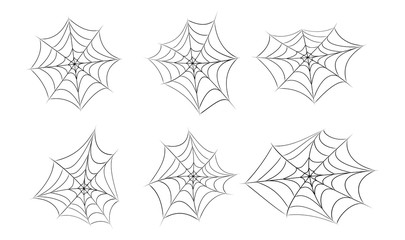 Halloween spider web, cobweb symbol, icon set. vector illustration isolated on white background.
