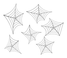 Halloween spider web, cobweb symbol, icon set. vector illustration isolated on white background.
