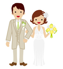 Wedding -Heterosexual Couple -Bobbed hair Bride