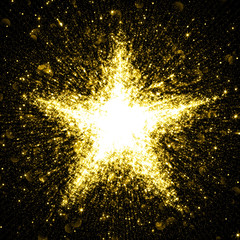 Gold glittering star of blinking stars