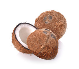 Coconut shell on white background