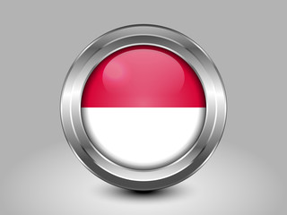 Flag of Indonesia. Metal Round Icon