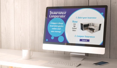 Fototapeta premium desktop computer insurance comparator