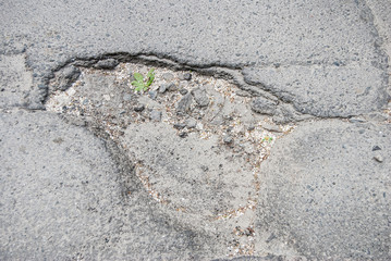 close up road with potholes