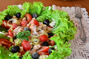 Fresh Mixed Vegetable Salad With Chicken Meat