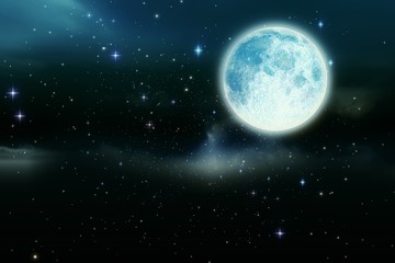 Fototapeta na wymiar Full moon in the night sky