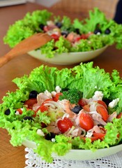 Fresh Mixed Vegetable Salad With Chicken Meat